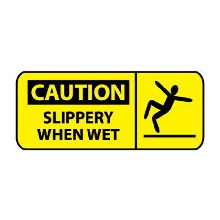 NATIONAL MARKER CO Pictorial OSHA Sign - Vinyl - Caution Slippery When Wet SA143P